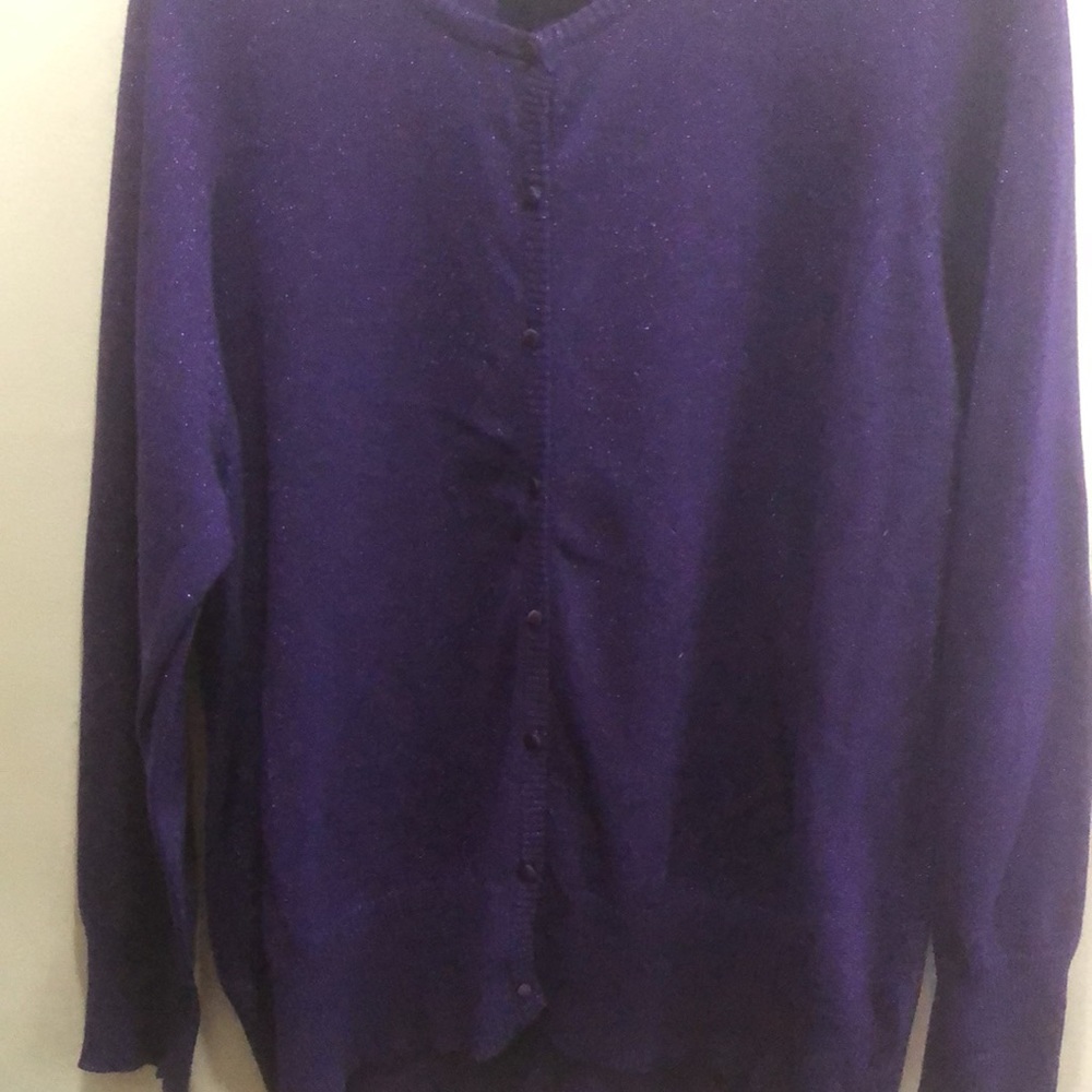 PRETTY! METALLIC THREAD PURPLE CARDIGAN - Picture 5 of 9